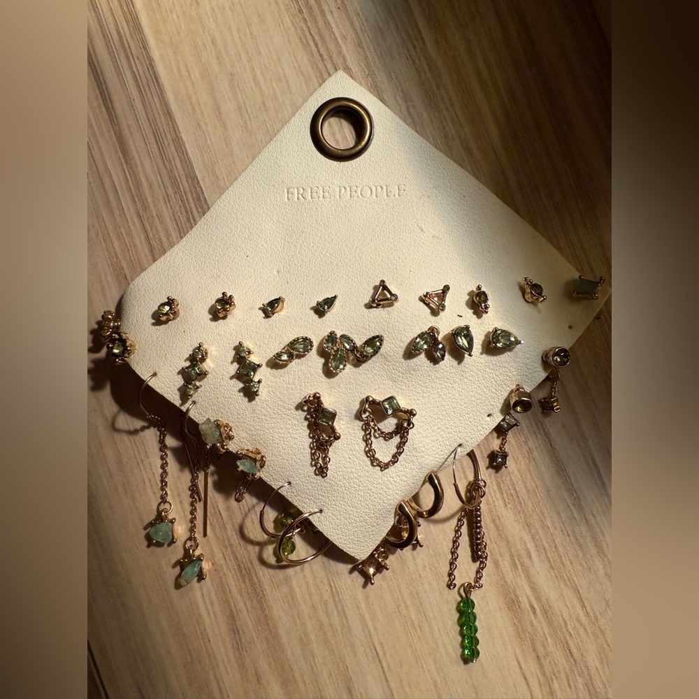 Free People Earring Set Gorgeous Greens